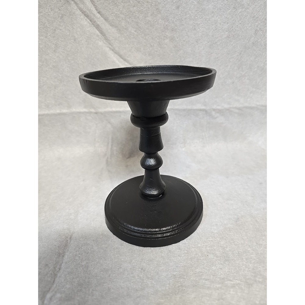 Pottery Barn Bronze Black Candle Holder Pillar Taper Vintage 2001 Decor Elegant